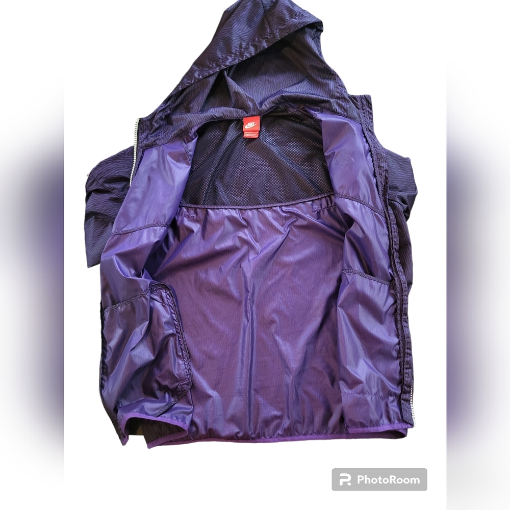 Nike Women's Purple Tiger Print Zip Up Windbreaker Jacket Size Large - Picture 3 of 7